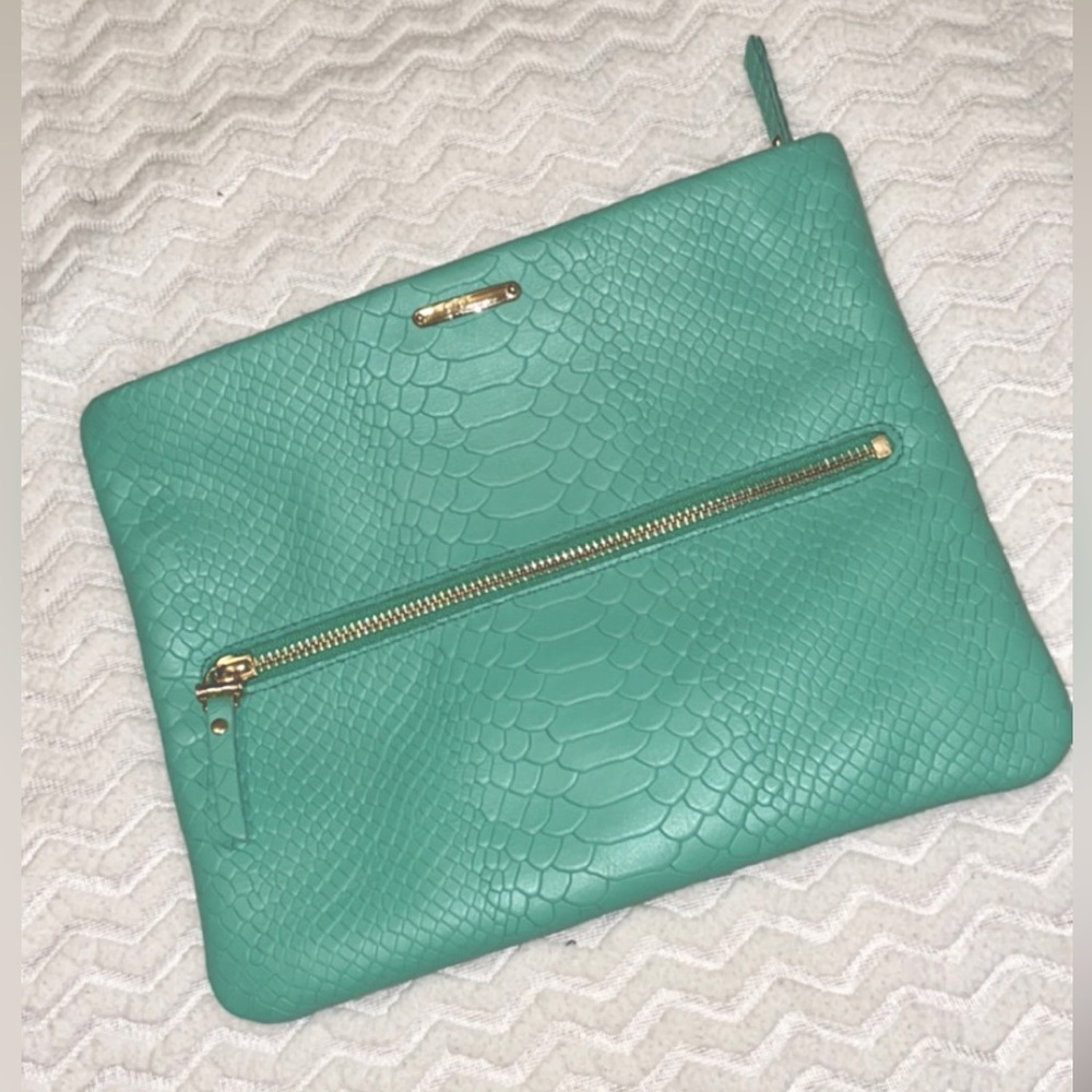 GiGi New York Crossbody Handbag Leather Embossed Python Island Green